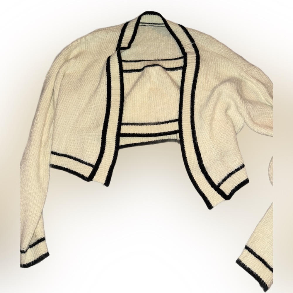 Cider Cream and Black Trim sweater set